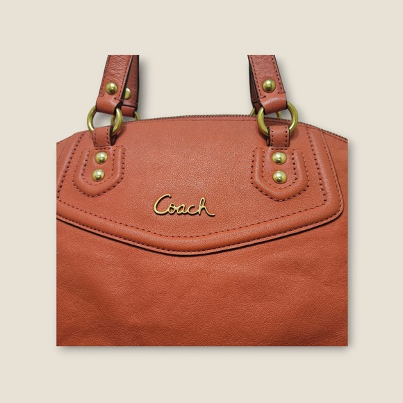 Coach Leather Satchel Shoulder Bag Purse Coral Top Zip D1371 F23684 - Picture 3 of 11